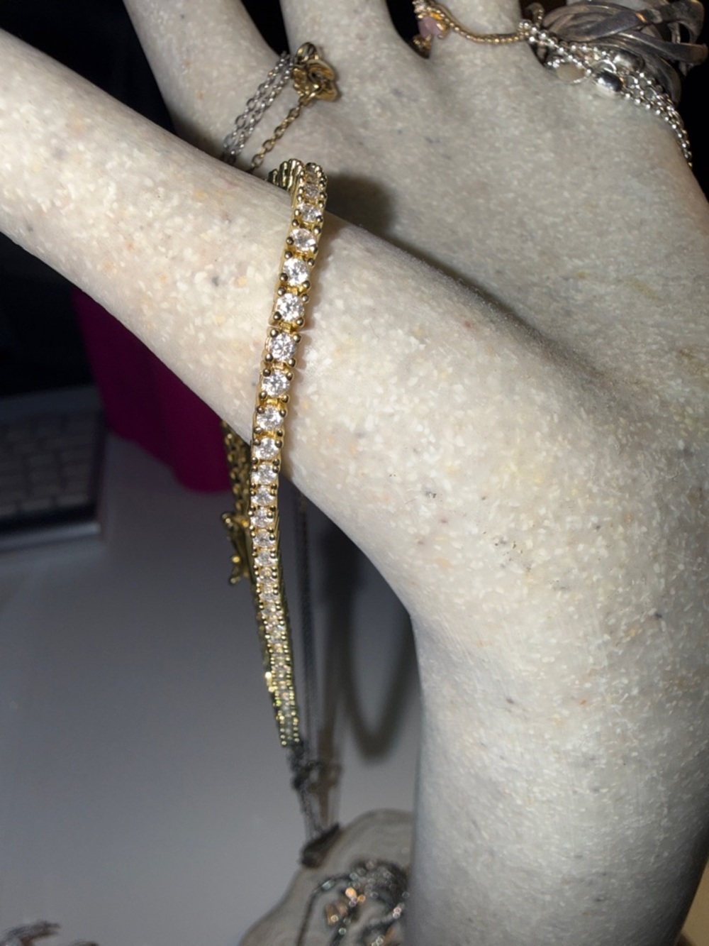 Moissanite Gold toned 925 silver Tennis Bracelet - Picture 3 of 3